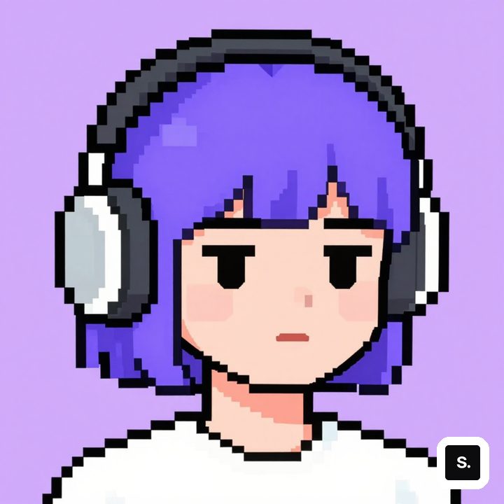 戴大耳机的短发女生，8-bit 复古游戏风